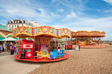 Plaj Carousel. Brighton, İngiltere