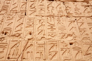 Duvarda hiyeroglif var. Karnak Tapınağı, Luxor, Mısır