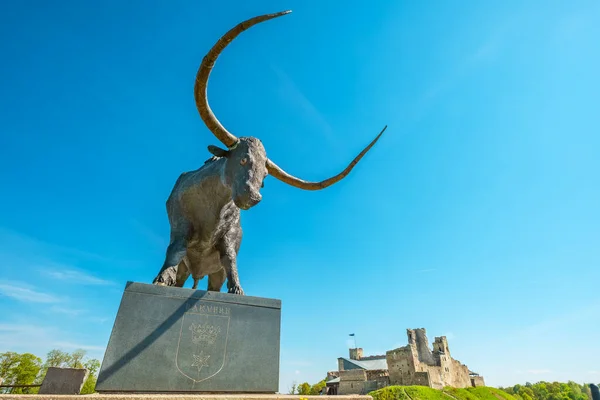 Bronze bull statue. Rakvere, Estonia, Baltic States, Europe — Stock Photo, Image