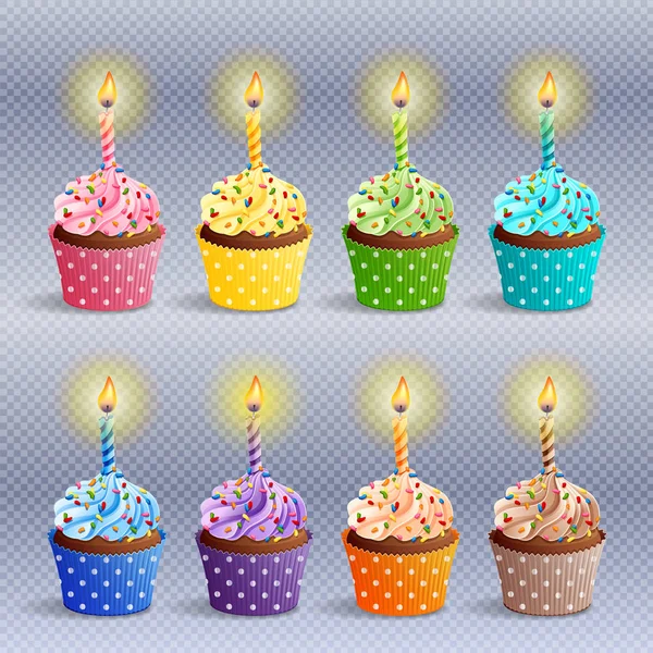 Születésnapi cupcakes ikonok Jogdíjmentes Stock Illusztrációk