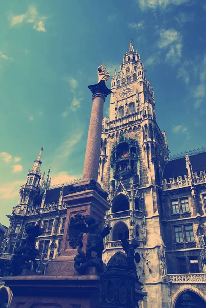 Germany Munich Marienplatz View Historical Center Instagram Toned — Stock Photo, Image