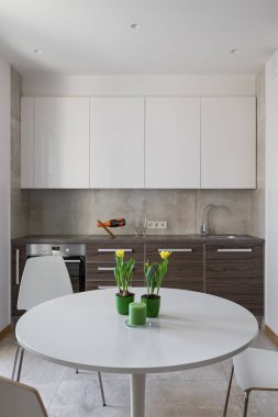 Mutfak iç İskandinav tarzı modern daire