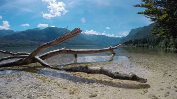 4 k. Amazing Bohinj-meer in de zomer, time-lapse panoramisch uitzicht. Julische Alpen, Triglav Nationaal Park, Slovenië, Europa — Stockvideo