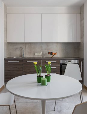 Mutfak iç İskandinav tarzı modern daire