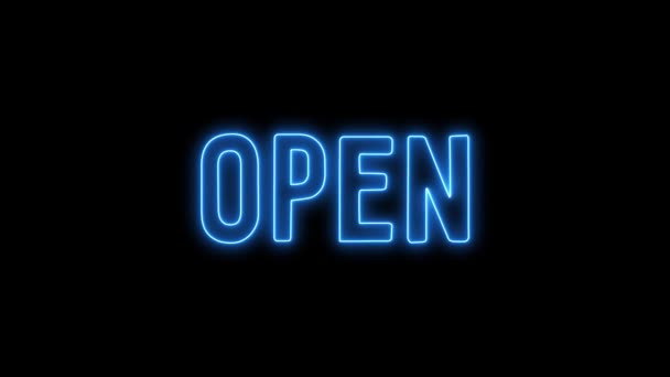 Open and closed sign with a black background, the sign flashes and blinks. — Stock Video