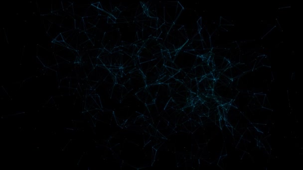 Abstrait fond noir géométrique avec des lignes mobiles bleues et des points. animation cg — Video