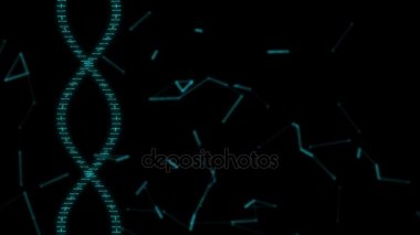 Animasyonlu Dna zinciri. Dna dönen mavi arka plan.