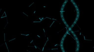 Animasyonlu Dna zinciri. Dna dönen mavi arka plan.