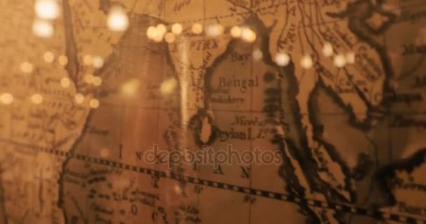 Grunge manchado mapa del mundo. Vintage mapa del mundo. Antiguo fondo de papel con mapa de la Tierra — Vídeo de stock