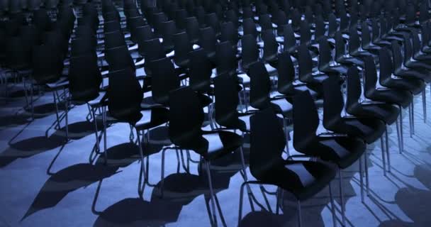 Large Empty conference hall with rows of seats for spectators and audience. — Stock Video