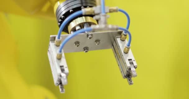 Σύγχρονη βιομηχανική αυτοματοποίηση. Ρομποτικό βραχίονα με γρανάζια - ράμπα ταχύτητας — Αρχείο Βίντεο