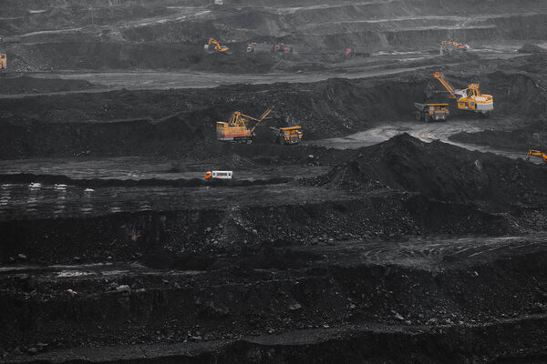 Coal mining at an open pit