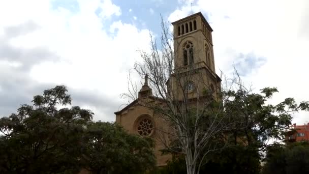 A Szeplőtelen Fogantatás, San Magin 4 k templom. Történelmi város központ, Palma de Mallorca, Baleári-szigetek, Spanyolország autonóm közösség. — Stock videók