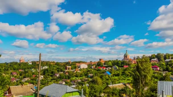 Timelapse: Panorama de Smolensk, Rusia, con vistas a las murallas de la ciudad y la iglesia . — Vídeo de stock