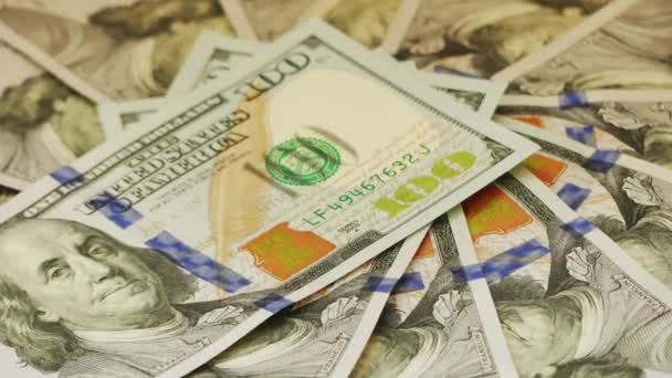 De dollar van Verenigde Staten (Amerikaanse dollar) is de officiële munt van de Verenigde Staten en de insulaire gebieden. De circulerende papiergeld bestaat uit Federal Reserve-biljetten. — Stockvideo