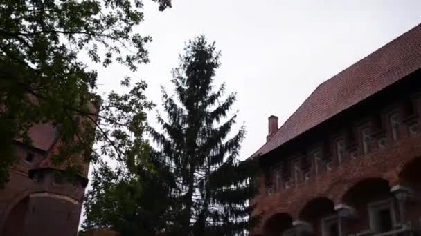 Burg teutonischer Ordnung in Malbork ist flächenmäßig die größte Burg der Welt. es wurde in marienburg, preußen von teutonischen rittern in form einer ordensburg-festung erbaut. — Stockvideo
