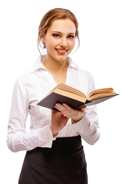 Charmante meisje-student met boek — Stockfoto