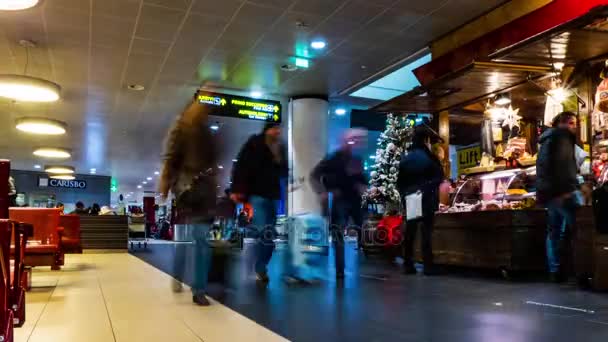 BOLOGNA, ITALY - 2016 NOVEMBER 28: timelapse Guglielmo Marconi Airport is an international airport serving city in Italy, in Emilia-Romagna region about 200 km south-east of Milan. — Stock Video