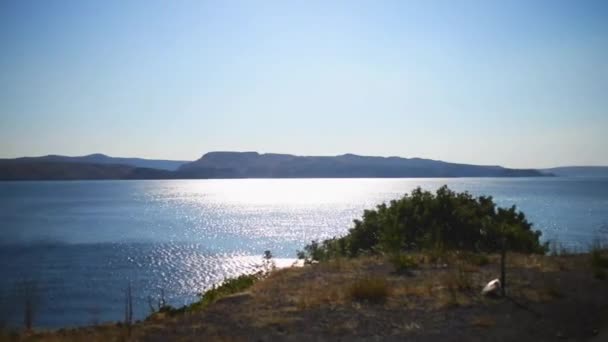 Kroatische rotsachtige kust aan de Adriatische Zee op een warme zonnige dag. — Stockvideo