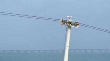 Timelapse: teleferik Vasco da Gama Kulesinin yakınında olduğunu bir 145 m kafes kule gökdelen Lizbon, Portekiz, explorer, yelken, 1498 Hindistan'da gelmesi oldu ismini Tagus Nehri üzerinde inşa.