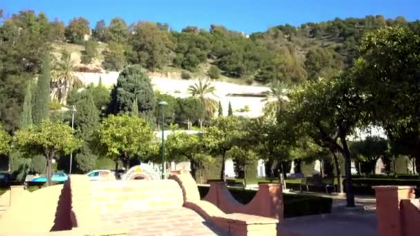 Gärten von pedro luis alonso befinden sich in der stadt malaga, spanien, architekt fernando guerrero-strachan rosado, gezeichnet 1945. es befindet sich neben dem Rathaus, zwischen puerta oscura gärten und malaga park. — Stockvideo