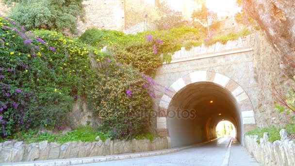 Alcazaba è una fortificazione a Malaga, in Spagna. Fu costruito dalla dinastia Hammudid all'inizio dell'XI secolo. Cittadella costruita sulla collina che domina il porto, e comprende due recinti murati . — Video Stock