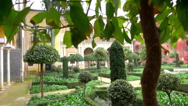 A Casa de Pilatos é um palácio andaluz em Sevilha, Espanha, residência permanente dos Duques de Medinaceli, estilo renascentista italiano e mudejar, protótipo do palácio andaluz . — Vídeo de Stock