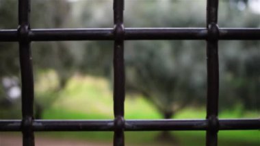 Metal Ferforje çit yakın çekim eski bir Avrupa Şehir Merkezi.