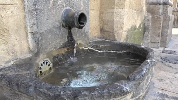 Fuente con agua en Naranjal (Patio de los Naranjos) se encuentra en la parte norte de la Gran Mezquita-Catedral de Córdoba, también conocida Mezquita (arquitectura árabe) en Andalucía, España — Vídeo de stock