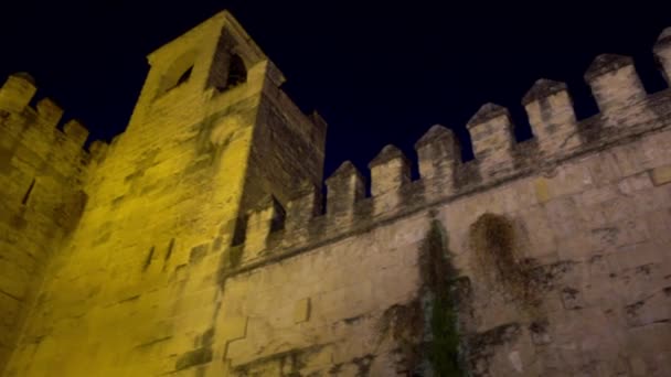 Αλκαζάρ ντε Λος Ρέγιες Cristianos (Κάστρο της χριστιανικής μονάρχες), γνωστό και ως Αλκαζάρ της Κόρδοβα, Ανδαλουσία, Ισπανία, δίπλα στον ποταμό Guadalquivir και κοντά σε μεγάλο Τζαμί. — Αρχείο Βίντεο