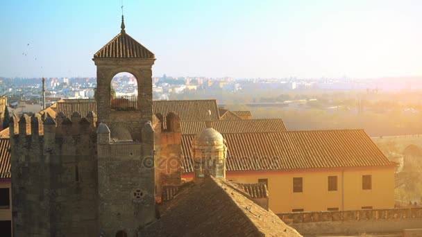 Alcazar de los Reyes Cristianos (Замок христианских монархов) в Кордове, Андалусия, Испания. Крепость служила одной из главных резиденций Изабеллы I Кастильской и Фердинанда II Арагонского . — стоковое видео