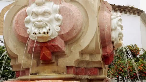 Fontaine sur la place de la sainte patronne des rois (Plaza Virgen de los Reyes), également appelée Place Royale. Séville, Andalousie, sud de l'Espagne . — Video