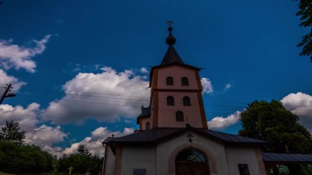 Timelapse: Monastery church of the Archangel Michael in Ladomirova (Ladomervagasa) is a village and municipality in Svidnik District in the Presov Region of north-eastern Slovakia. — Stock Video