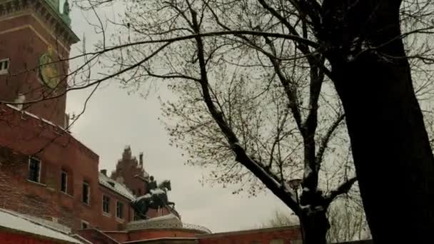 Wawel é um complexo arquitetônico fortificado erguido na margem esquerda do rio Vístula em Cracóvia, Polônia. Há Castelo Real e Catedral Wawel (que é a Basílica de St Stanislaw e St Waclaw ). — Vídeo de Stock