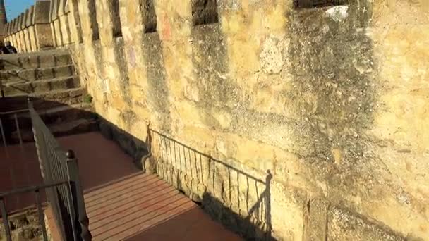 Alcazar de los Reyes Cristianos (slott av kristna monarker) i Cordoba, Andalusien, Spanien. Fästningen som tjänade som en av primära bostäder av Isabella I av Kastilien och Ferdinand Ii av Aragonien. — Stockvideo