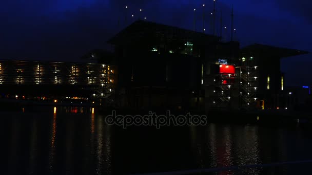 Lisbon Oceanarium is an oceanarium in Lisbon, Portugal. It is located in Parque das Nacoes, which was exhibition grounds for Expo 98. It is largest indoor aquarium in Europe — Stock Video