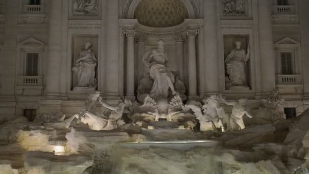 Trevi Fountain is Baroque fountain in Trevi district in Rome, Italy, designed by Italian architect Nicola Salvi and completed by Pietro Bracci. It is one of most famous fountains in world. — Stock Video