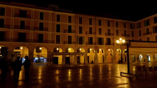 Placa Palma, Mayorka uzmanlaşmak. Palma Balear Adaları İspanya'nın otonom başkenti ve en büyük şehridir. Bu Güney sahil Mallorca Palma Körfezi üzerinde yer almaktadır. — Stok video