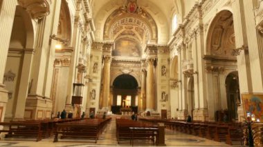 Bologna, İtalya - 21 Kasım 2016: Bologna Katedrali (Cattedrale Metropolitana di San Pietro), Saint Peter için adanmış. 17. yüzyıl mevcut bina tarihlerinin çoğunu.
