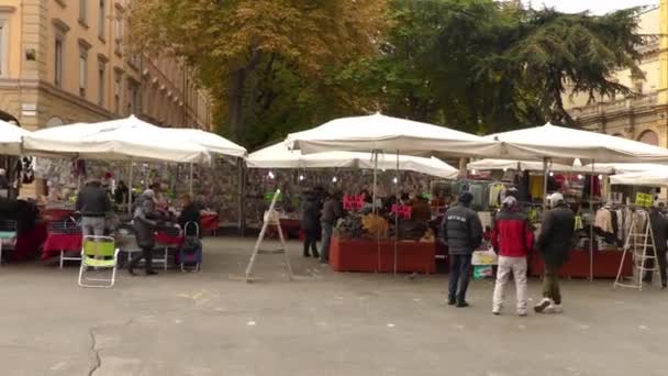 Bologna, Italien - November 21 2016: loppmarknad på Piazza dell'8 Agosto. — Stockvideo