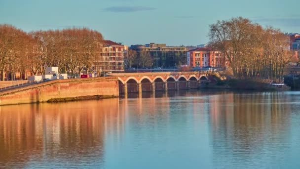Timelapse: Halage Bridge of Tounis over Ecluse in Toulouse, France — Stock Video
