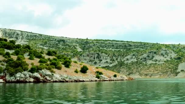 Hügelige Und Bewachsene Sträucher Ufer Des Novigrader Meeres Kreis Zadar — Stockvideo