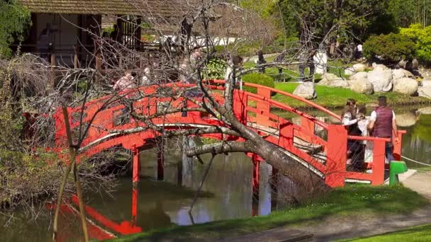 Toulouse, Frankreich - 12. März 2108: Japanischer Garten. Garten compans caffarelli auf Boulevard lascrosses. — Stockvideo