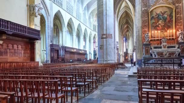TOULOUSE, FRANCJA - 13 marca 2018: Katedra w Tuluzie (Katedra Saint-Etienne) jest rzymskokatolickim kościołem znajdującym się w Tuluzie, Haute-Garonne, Francja. Katedra jest zabytkiem narodowym. — Wideo stockowe