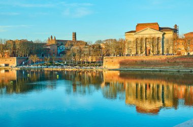Notre-Dame de la Daurade is basilica in Toulouse, France. It was established in 410 when Emperor Honorius allowed conversion of Pagan temples to Christianity. It was temple dedicated to Apollo. clipart