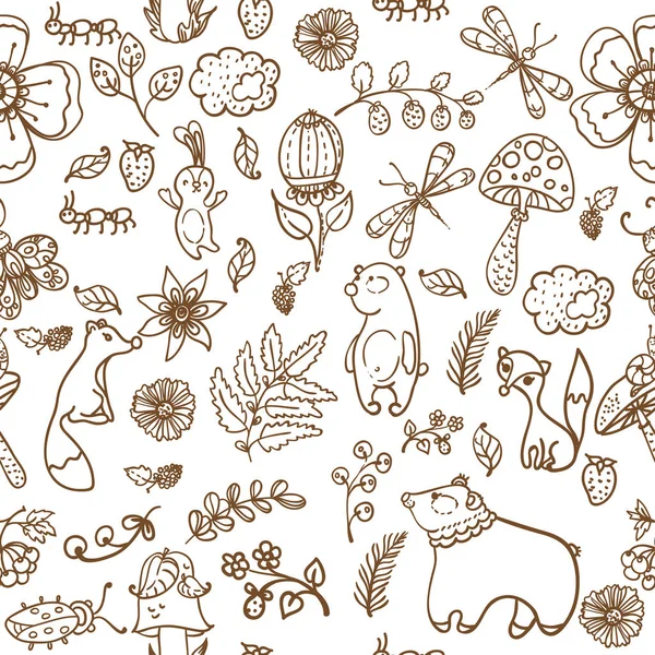 Skogens djur mönster, skogen mönster — Stock vektor