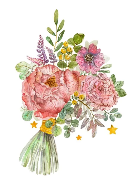 Bellissimo bouquet acquerello — Foto Stock