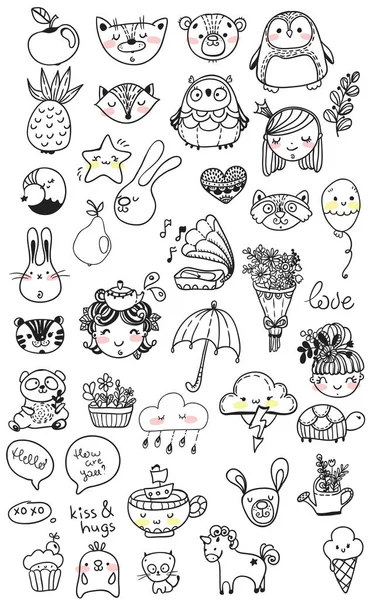 Collection of children doodles — Stock Vector