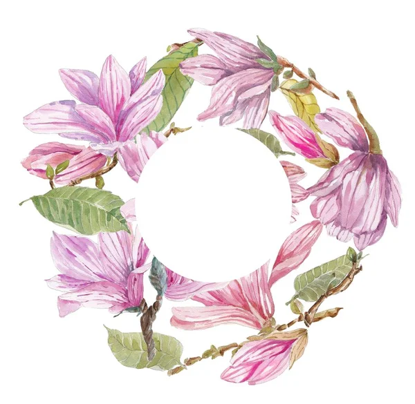 Akwarela oddziałów magnolia — Zdjęcie stockowe