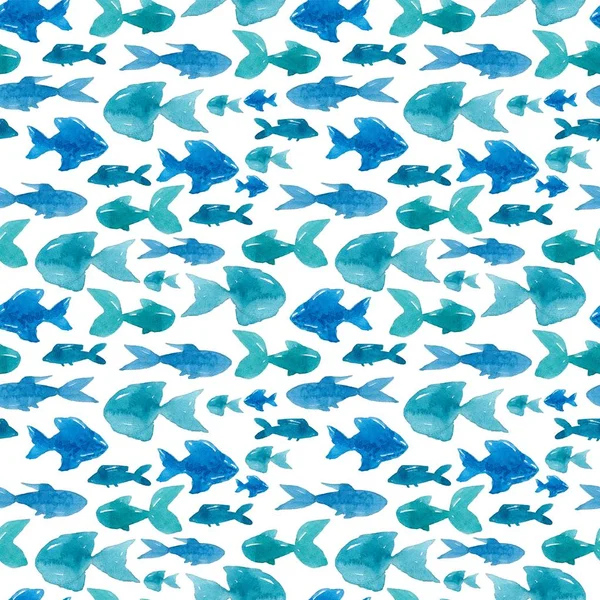 Aquarelle motif de mer avec des poissons — Photo